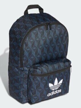 Adidas Black & Blue Monogram Laptop Backpack New With Tags & Original Packaging